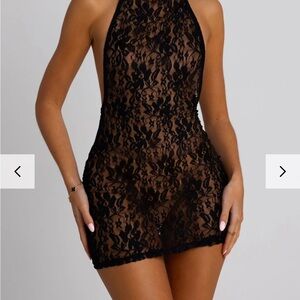 Elegant Black Lace Backless Dress